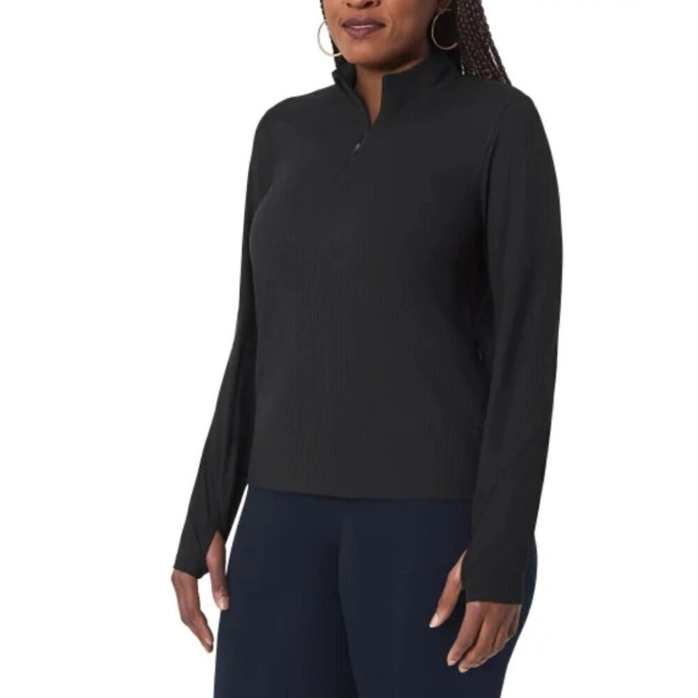 Mondetta Women's XL Black Active Ribbed 1/2 Zip Top Moisture-Wicking N0330